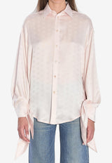 Balenciaga BB Logo Jacquard Silk Shirt Pink 830989-TSN10-9505