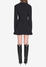 The Attico V-neck Draped Mini Dress Black 251WCA00449-01AA-100