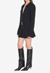 The Attico V-neck Draped Mini Dress Black 251WCA00449-01AA-100