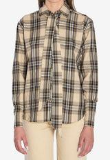 Saint Laurent Lavallière Cassandre Brighton Check Shirt Beige 838890-Y31VA-7300