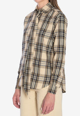 Saint Laurent Lavallière Cassandre Brighton Check Shirt Beige 838890-Y31VA-7300