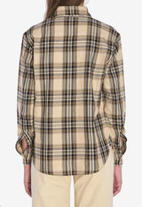 Saint Laurent Lavallière Cassandre Brighton Check Shirt Beige 838890-Y31VA-7300