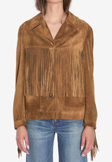 Golden Goose DB Suede Jacket with Fringes Brown GWP02368-P002160-55678