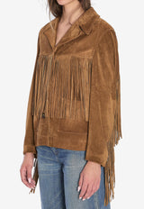 Golden Goose DB Suede Jacket with Fringes Brown GWP02368-P002160-55678