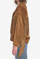 Golden Goose DB Suede Jacket with Fringes Brown GWP02368-P002160-55678