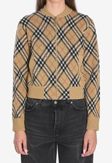 Burberry Check Pattern Zip-Up Cardigan Beige 8110607--C1309