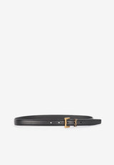 Saint Laurent Cassandre Thin Leather Belt Black 554465-BOO0W-1000