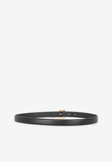 Saint Laurent Cassandre Thin Leather Belt Black 554465-BOO0W-1000