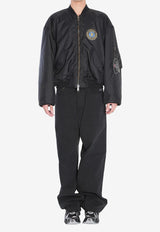 Balenciaga Logo Patch Oversized Bomber Jacket Black 839101-TOO04-1000