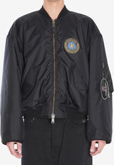 Balenciaga Logo Patch Oversized Bomber Jacket Black 839101-TOO04-1000
