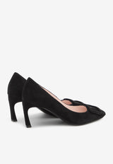Roger Vivier Trompette 70 Suede Pumps Black RVW40026800-HR0-B999