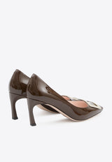 Roger Vivier Belle Vivier 70 Patent Leather Pumps Brown RVW40015280-D1P-S604