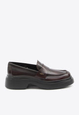 Tod's Logo Plaque Glossy Leather Loafers Bordeaux XXW74L0JL00-SHAR-810
