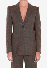Chloé Checked Wool Tailored Jacket Brown CH25AVE53097--93C