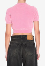 Alexander Wang Embossed Logo Cropped Knit T-shirt Pink 1KC3251030--936C