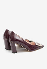 Roger Vivier Belle Vivier 75 Patent Leather Pumps Burgundy RVW71300920-D1P-R802