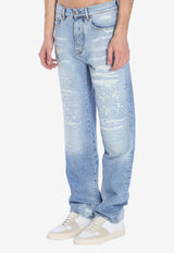 Amiri MA Quad Repaired Faded Jeans Blue AMDNGH1070--DENIM