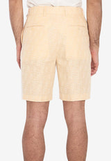 Fendi FF Jacquard Linen Shorts Yellow FB0821-AU6Y-F0PKL
