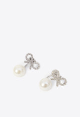 Self-Portrait Crystal Bow Pearl Earrings Silver PF25624ESL--SILVER