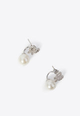 Self-Portrait Crystal Bow Pearl Earrings Silver PF25624ESL--SILVER