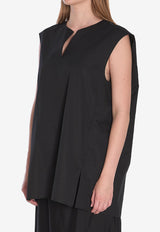 The Row Owen Oversized V-neck Top Black 9026-W3955-BLK