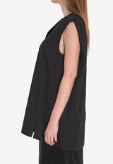 The Row Owen Oversized V-neck Top Black 9026-W3955-BLK