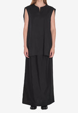 The Row Owen Oversized V-neck Top Black 9026-W3955-BLK