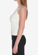 Self-Portrait Lace-Trimmed V-neck Top White PF25042TW--WHITE