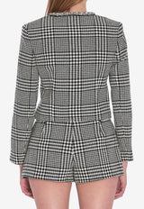 Self-Portrait Houndstooth Cropped Jacket Black PF25111JBW--BLACK AND WHITE