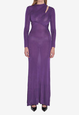 Self-Portrait Semi-Sheer Cut-Out Maxi Dress Purple PF25086XPU--PURPLE