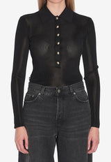 Self-Portrait Polo Knit Bodysuit Black PF25113TB--BLACK