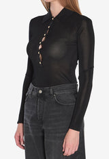 Self-Portrait Polo Knit Bodysuit Black PF25113TB--BLACK