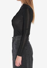 Self-Portrait Polo Knit Bodysuit Black PF25113TB--BLACK