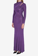 Self-Portrait Semi-Sheer Cut-Out Maxi Dress Purple PF25086XPU--PURPLE