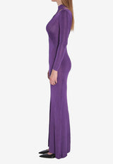 Self-Portrait Semi-Sheer Cut-Out Maxi Dress Purple PF25086XPU--PURPLE