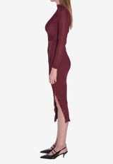 Self-Portrait Cut-Out Midi Dress Bordeaux PF25080MBU--BURGUNDY