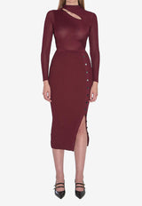 Self-Portrait Cut-Out Midi Dress Bordeaux PF25080MBU--BURGUNDY