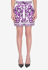 Dolce & Gabbana Majolica Print Mini Shorts Purple FTDB8T-HI1Y8-I23TN