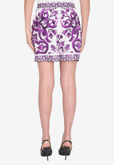 Dolce & Gabbana Majolica Print Mini Shorts Purple FTDB8T-HI1Y8-I23TN