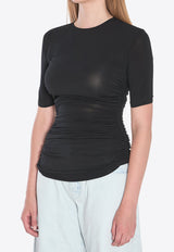 Alaïa Ruched Crewneck T-shirt Black AA9H1248J050B--995
