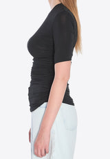 Alaïa Ruched Crewneck T-shirt Black AA9H1248J050B--995