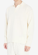 Roberto Collina Wool-Blend Long-Sleeved Polo T-shirt White 253M37404--M3702
