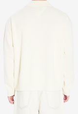 Roberto Collina Wool-Blend Long-Sleeved Polo T-shirt White 253M37404--M3702