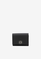 Loewe Anagram Tri-Fold Wallet in Pebbled Leather Black C821TR2X16--1100
