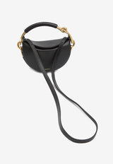 Burberry Bridle Hammered Leather Crescent Handbag Black 8116860--BLACK