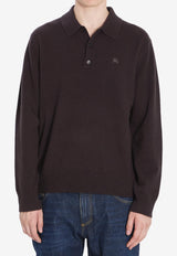 Burberry Embroidered EKD Long-Sleeved Polo T-shirt Brown 8113792--BROWN