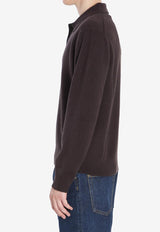 Burberry Embroidered EKD Long-Sleeved Polo T-shirt Brown 8113792--BROWN