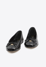 Gucci Double G Leather Bow Ballet Flats Black 835805-BNC80-1000