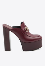 Gucci 145 Horsebit Calf Leather Platform Mules Bordeaux 835315-AADCW-6207