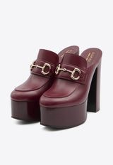 Gucci 145 Horsebit Calf Leather Platform Mules Bordeaux 835315-AADCW-6207